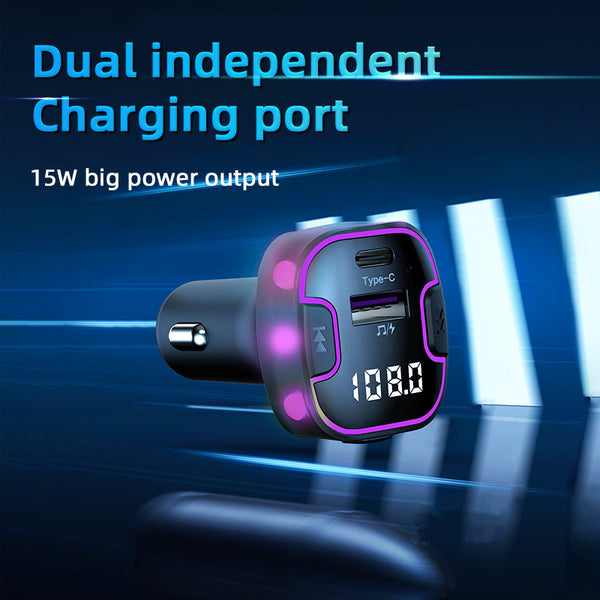 VeeDee Tvara C49 Bluetooth FM Transmitter and Wireless Radio Adapter Car Kit with LED Display, Hands-Free Calling, and Dual USB Charging Ports