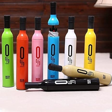 VeeDee Folding Portable Umbrellas with Bottle Cover for UV Protection & Rain - Ultra Wine Umbrella Men and Women Mini Travel(Multicolour)
