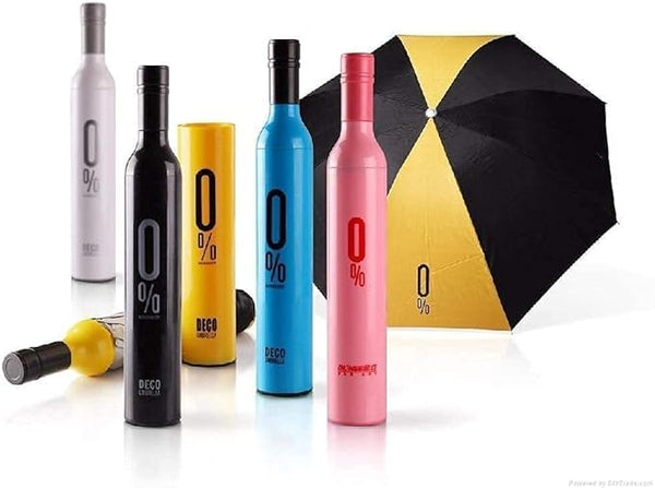 VeeDee Folding Portable Umbrellas with Bottle Cover for UV Protection & Rain - Ultra Wine Umbrella Men and Women Mini Travel(Multicolour)