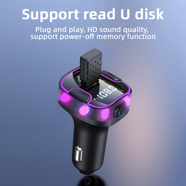 VeeDee Tvara C49 Bluetooth FM Transmitter and Wireless Radio Adapter Car Kit with LED Display, Hands-Free Calling, and Dual USB Charging Ports