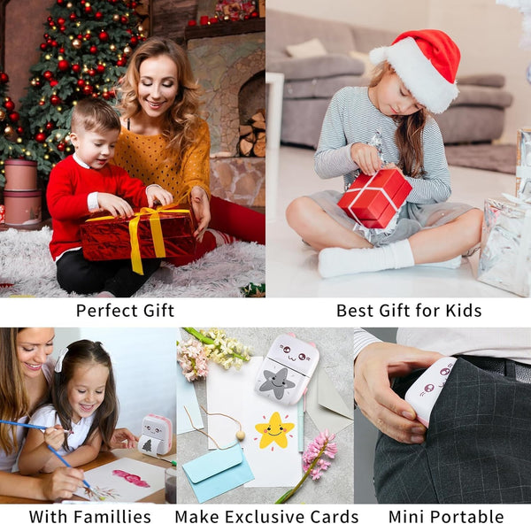 VeeDee TVARA Mini Pocket Printer, Portable Inkless Bluetooth Wireless Mini Thermal Printer, with 3 Paper roll 3sticker Compatible with iOS and Android for Journals, Memos, Photos, Kids