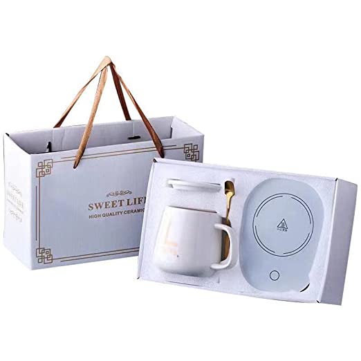 VeeDee Portable Electric Thermostat Cup Mugs Saucers Set Warmer