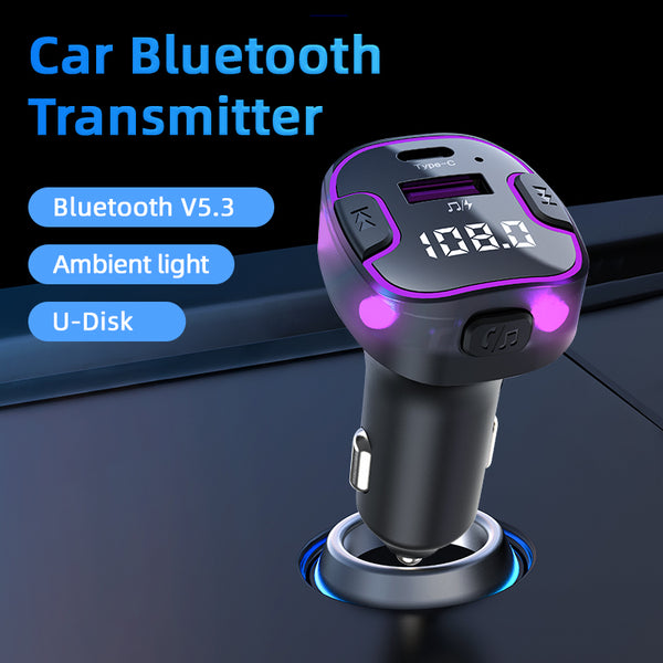 VeeDee Tvara C49 Bluetooth FM Transmitter and Wireless Radio Adapter Car Kit with LED Display, Hands-Free Calling, and Dual USB Charging Ports