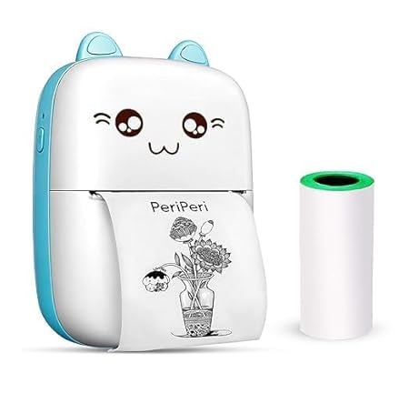 VeeDee Mini Pocket Printer, Portable Inkless Bluetooth Wireless Mini Thermal Printer, Compatible with iOS and Android (Blue)
