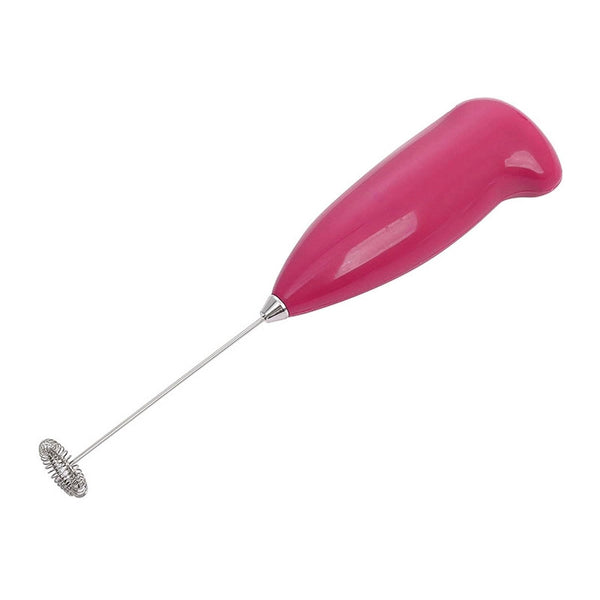 VeeDee Basic Handheld Milk Frother - Battery Operated Electric Coffee Frother & Drink Mixer - Single Speed Mini Blender & Whisk for Latte, Cappuccino, Matcha, Hot Chocolate (Pink)