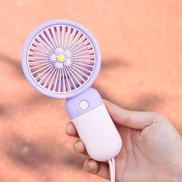 VeeDee Portable Mini USB Desk Fan (Random Color) with Separate Base, Rechargeable Battery, 1-Speed Natural Wind, Lightweight (Random Color)
