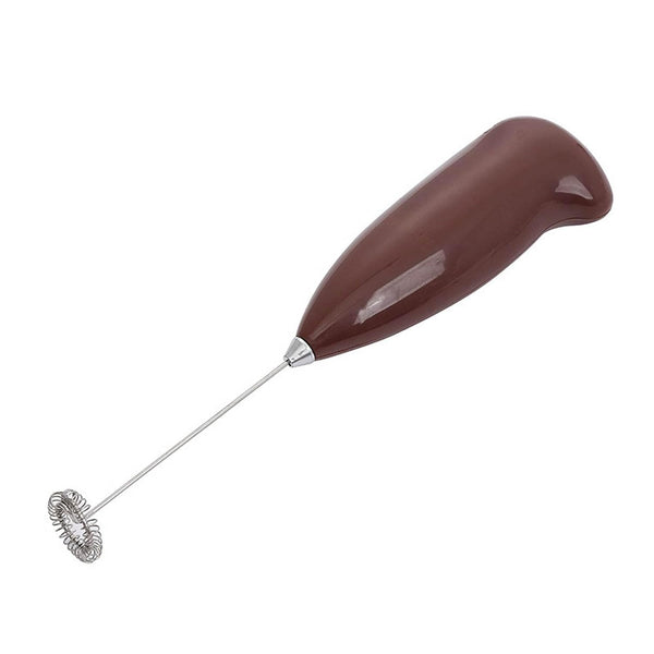 VeeDee Basic Handheld Milk Frother - Battery Operated Electric Coffee Frother & Drink Mixer - Single Speed Mini Blender & Whisk for Latte, Cappuccino, Matcha, Hot Chocolate (Brown)