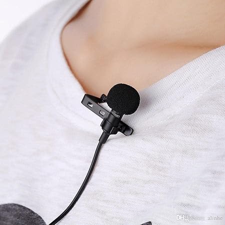 VeeDee Lavalier Collar Microphone Voice Recording for Singing YouTube, Interview, Teaching, Recording, Smartphones, Black