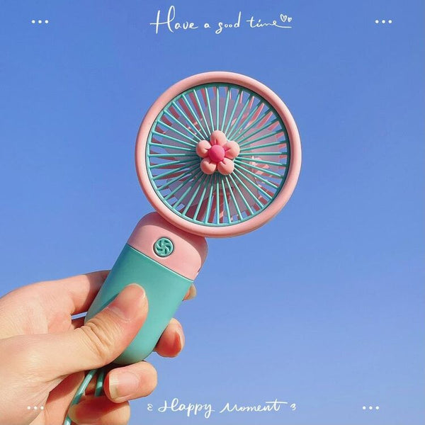 VeeDee Portable Mini USB Desk Fan (Random Color) with Separate Base, Rechargeable Battery, 1-Speed Natural Wind, Lightweight (Random Color)