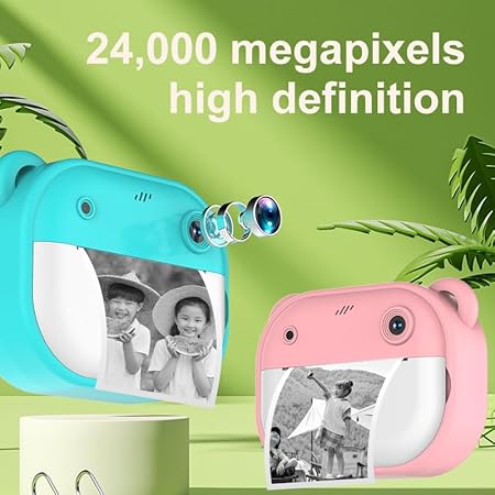 Instant Print Camera for Kids, Christmas Birthday Gifts for Girls Boys, Digital Camera with 1080P Videos, Portable Instant Camera Printer Toy for 6+ Years Old Kids (Green)
