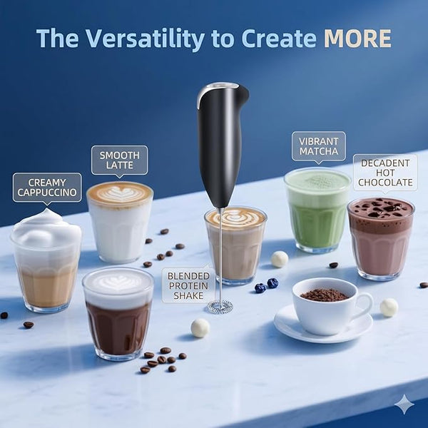 VeeDee Basic Handheld Milk Frother - Battery Operated Electric Coffee Frother & Drink Mixer - Single Speed Mini Blender & Whisk for Latte, Cappuccino, Matcha, Hot Chocolate (Pink)