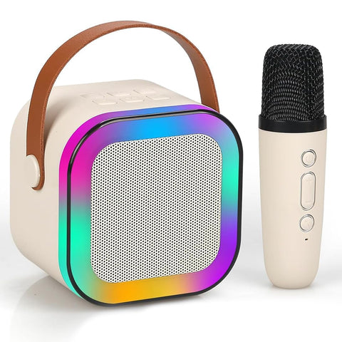 VeeDee Karaoke Machine for Kids Adults, Portable Bluetooth Mini Karaoke Microphone Singing Speaker with 1 Wireless Mic and Light,Toys for All Smartphones,Birthday, Family,Home Party