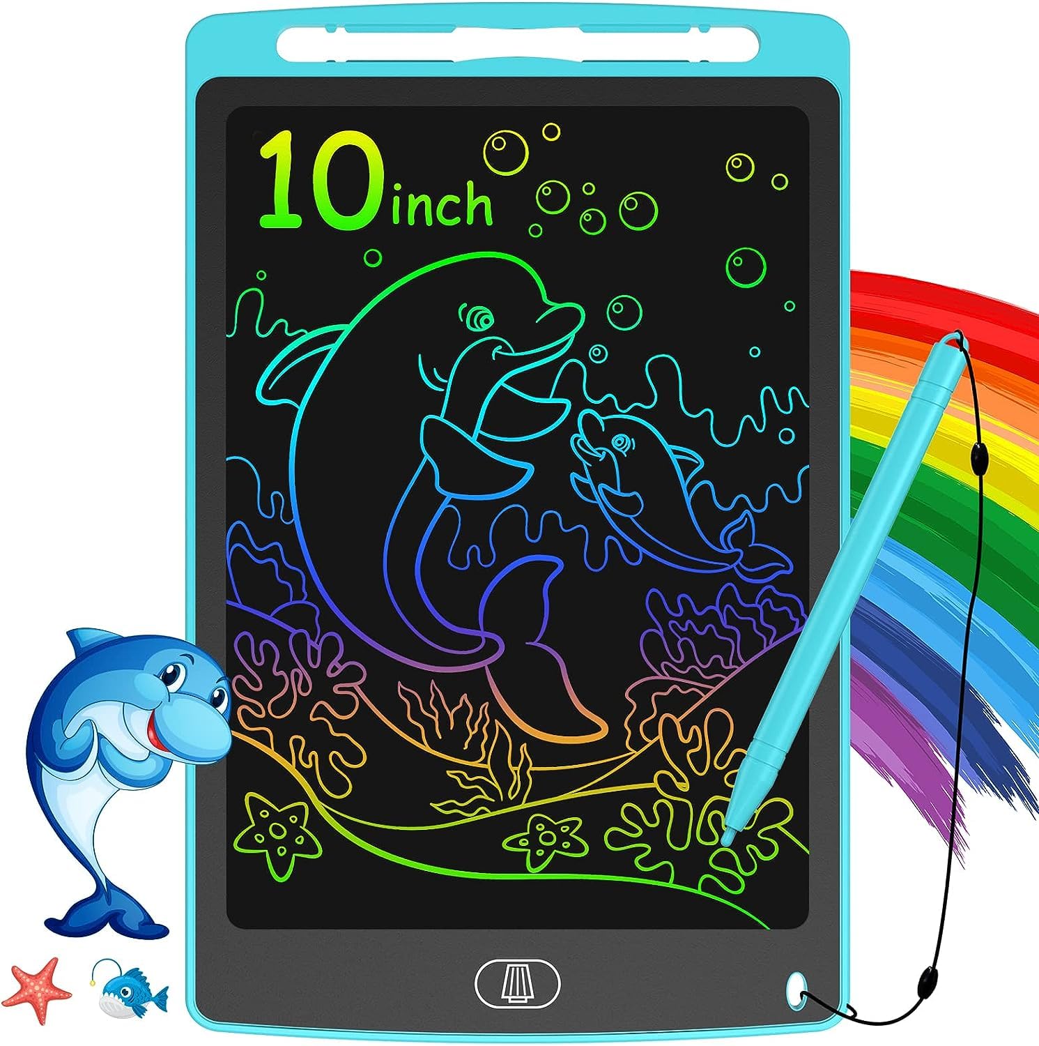 Tvara 10.5 inch LCD Writing Board Kids Learning Toys, Doodle Board Toddler Gift, Colorful Writing Board Christmas Birthday Gift for Boys and Girls 3 4 5 6 7 8 Years Erasable Reusable Drawing Board