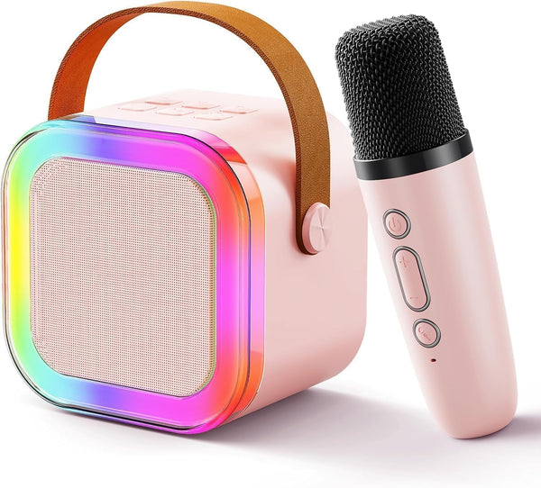 VeeDee Karaoke Machine for Kids Adults, Portable Bluetooth Mini Karaoke Microphone Singing Speaker with 1 Wireless Mic and Light,Toys for All Smartphones,Birthday, Family,Home Party