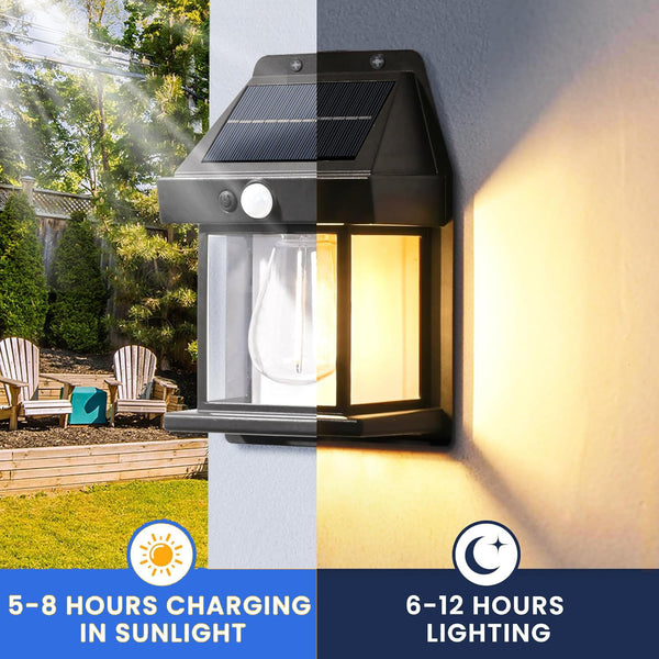 Solar Outdoor Motion Sensor Light, 100 LED Waterproof Solar Wall Light with 3 Lighting Modes, IP65 Weather Resistant Wireless Security Lamp for Garden, Balcony, Patio, Gate, Garage & Outdoor Use