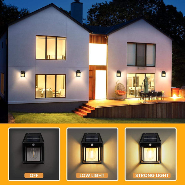 Solar Outdoor Motion Sensor Light, 100 LED Waterproof Solar Wall Light with 3 Lighting Modes, IP65 Weather Resistant Wireless Security Lamp for Garden, Balcony, Patio, Gate, Garage & Outdoor Use