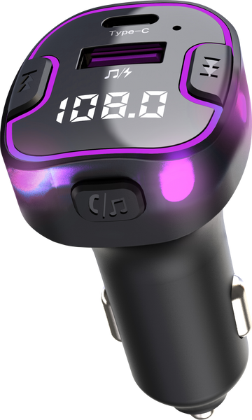 VeeDee Tvara C49 Bluetooth FM Transmitter and Wireless Radio Adapter Car Kit with LED Display, Hands-Free Calling, and Dual USB Charging Ports