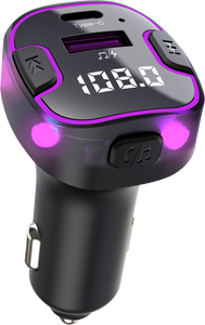 VeeDee Tvara C49 Bluetooth FM Transmitter and Wireless Radio Adapter Car Kit with LED Display, Hands-Free Calling, and Dual USB Charging Ports