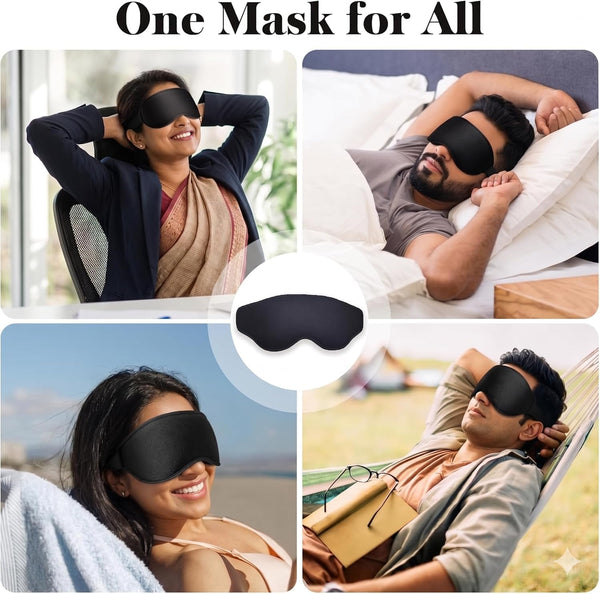 VeeDee 3D Sleep Mask for Men & Women, 100% Light Blocking Opaque Eye Mask for Sleeping, High-Density Soft Sponge Night Blindfold, Comfortable Pressure-Free Contoured Design for Travel, Yoga, & Nap (Pink)