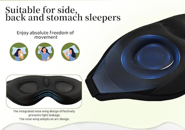 VeeDee 3D Sleep Mask for Men & Women, 100% Light Blocking Opaque Eye Mask for Sleeping, High-Density Soft Sponge Night Blindfold, Comfortable Pressure-Free Contoured Design for Travel, Yoga, & Nap (Pink)
