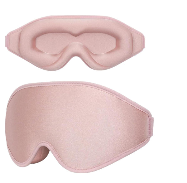 VeeDee 3D Sleep Mask for Men & Women, 100% Light Blocking Opaque Eye Mask for Sleeping, High-Density Soft Sponge Night Blindfold, Comfortable Pressure-Free Contoured Design for Travel, Yoga, & Nap (Pink)