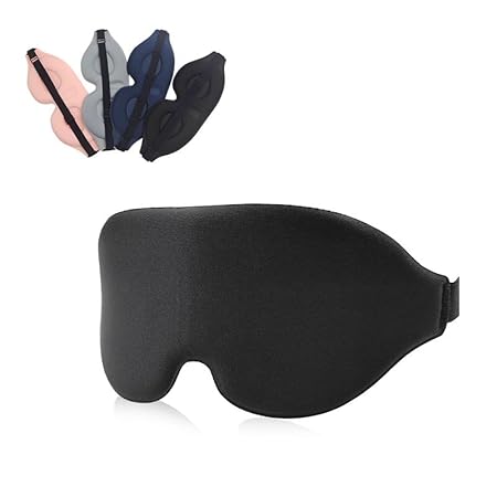 VeeDee 3D Sleep Mask for Men & Women, 100% Light Blocking Opaque Eye Mask for Sleeping, High-Density Soft Sponge Night Blindfold, Comfortable Pressure-Free Contoured Design for Travel, Yoga, & Nap