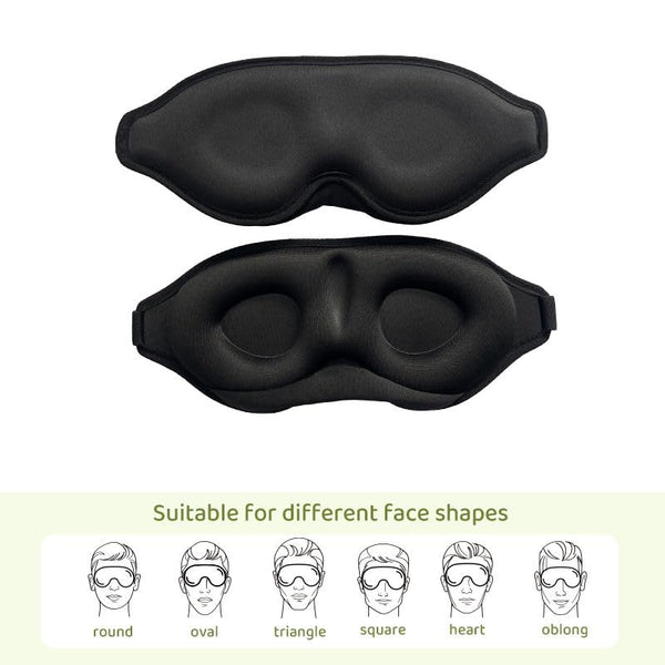 VeeDee 3D Sleep Mask for Men & Women, 100% Light Blocking Opaque Eye Mask for Sleeping, High-Density Soft Sponge Night Blindfold, Comfortable Pressure-Free Contoured Design for Travel, Yoga, & Nap