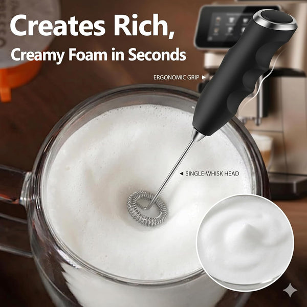 VeeDee Basic Handheld Milk Frother - Battery Operated Electric Coffee Frother & Drink Mixer - Single Speed Mini Blender & Whisk for Latte, Cappuccino, Matcha, Hot Chocolate
