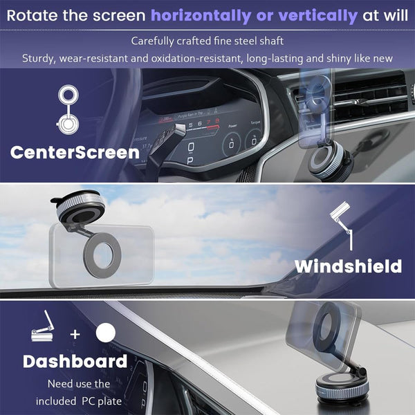 VeeDee Magnetic Car Phone Mount – 360° Vacuum Suction Magnetic Phone Holder for Car Dashboard & Windshield – Universal Multi-Surface MagSafe Car Mount for Home, Gym Mirror & Shower