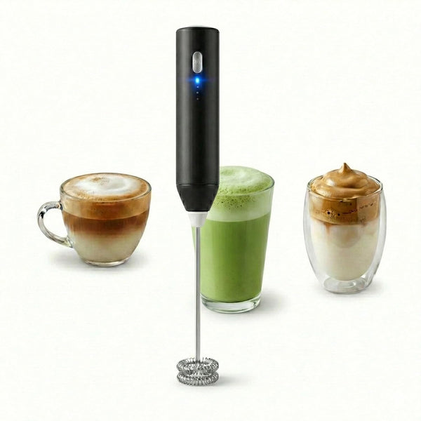 VeeDee Rechargeable Electric Milk Frother Handheld Wand with 3 Speeds & Dual Whisk - Portable Foam Maker for Coffee, Latte, Cappuccino, Matcha, Lassi & Egg Beating (USB Charging)