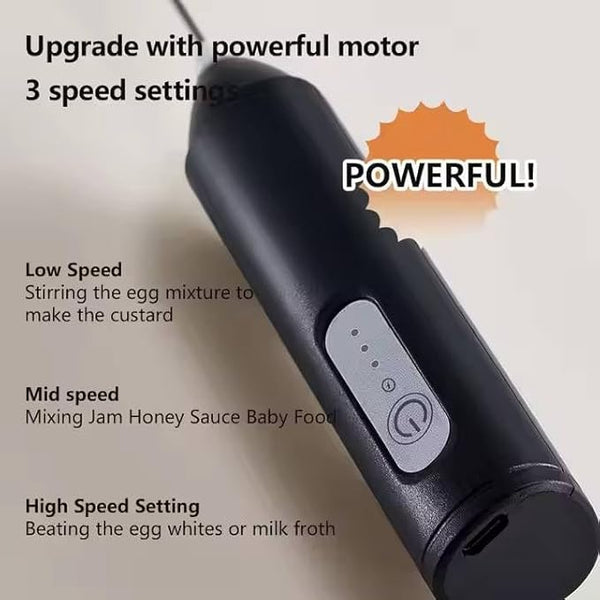 VeeDee Rechargeable Electric Milk Frother Handheld Wand with 3 Speeds & Dual Whisk - Portable Foam Maker for Coffee, Latte, Cappuccino, Matcha, Lassi & Egg Beating (USB Charging)