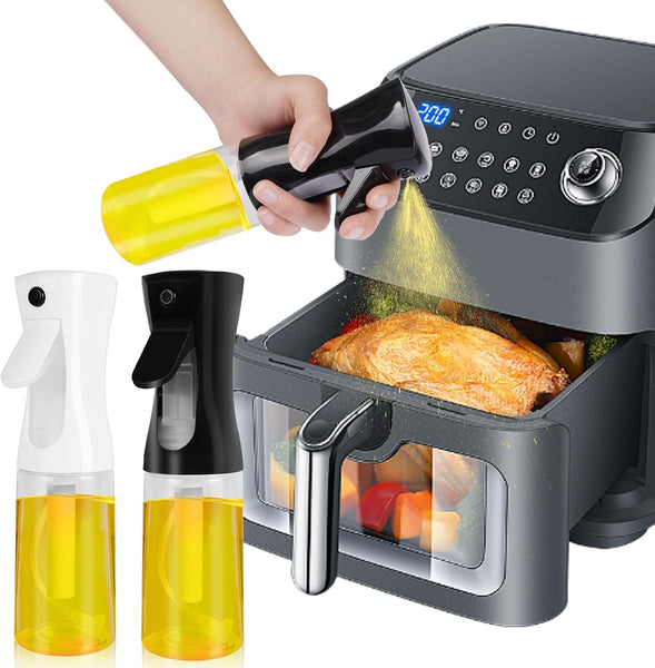 VeeDee Oil Sprayer for Cooking - 210ml Glass Oil Dispenser Bottle Spray Mister - Refillable Food Grade Oil Vinegar Spritzer Sprayer Bottles for Kitchen, Air Fryer, Salad, Grilling, Frying