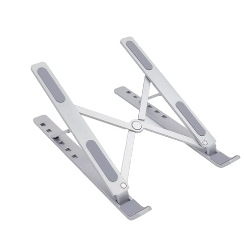 VeeDee Laptop Desk white, Aluminum Foldable Holder, 6 Levels Height & Angle Adjustable MacBook Stand Portable Universal Desktop Stand Holder , Compatible with 7~15.4 inch Tablet, MacBook, Notebook