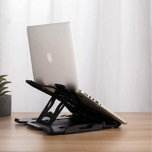 VeeDee Laptop Adjustable Multi-Angle Stand Portable Foldable Riser Notebook Holder Laptop Computer Stand Compatible for 10 to 17" Laptops Variation (Black)